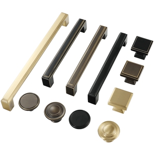 纯铜实木衣柜拉手古铜色复古柜门把手美式简约黑色橱柜子抽屉黄铜