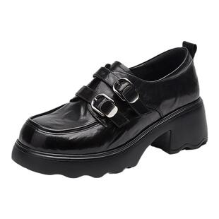 EBLAN/伊伴真皮厚底乐福鞋女2026新款春季英伦风单鞋学院小皮鞋子