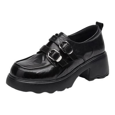 EBLAN/伊伴真皮厚底乐福鞋女2025新款秋冬英伦风单鞋学院小皮鞋子