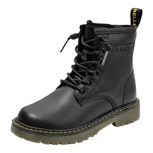 百丽童鞋儿童时尚短靴秋冬加绒保暖靴子男童皮靴女童马丁靴公主靴