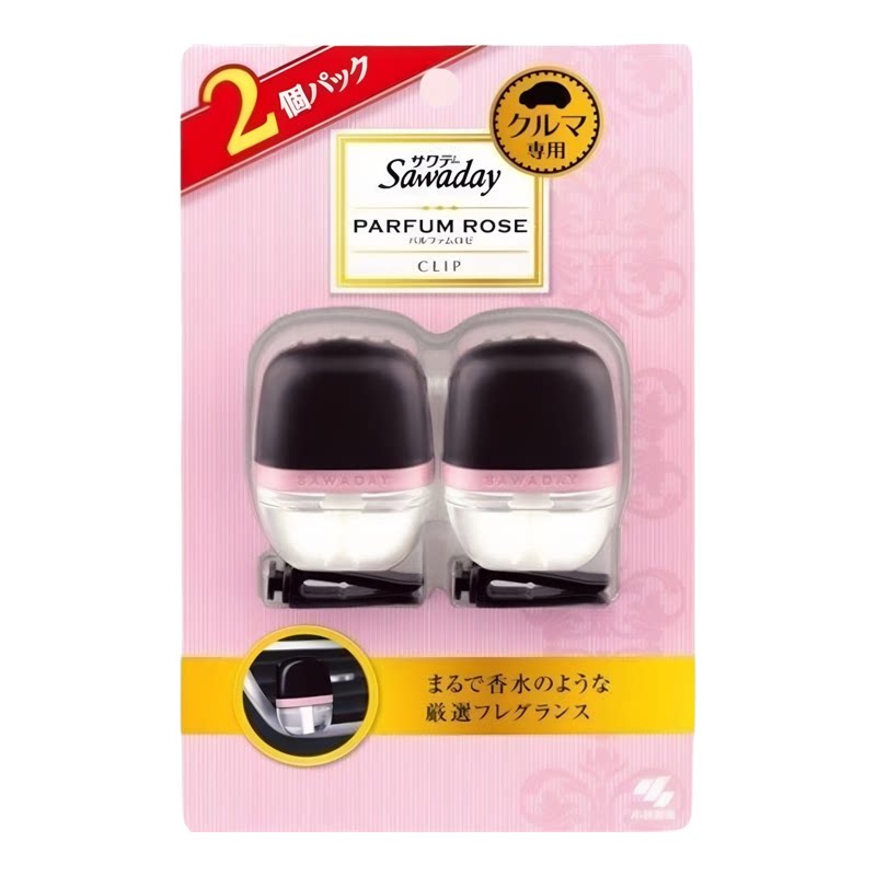 小林制药爽花蕾PARFUM ROSE汽车香薰6ml*2瓶优雅玫瑰花香粉红孖装