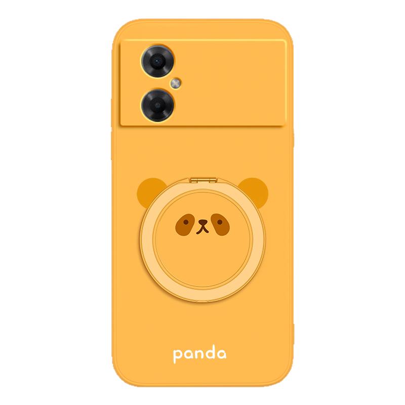 圆脸熊猫适用红米Note11R手机壳RedmiNote11e小米新款Redmi硅胶epro带支架支点壳套se全包防摔pro男女软外壳