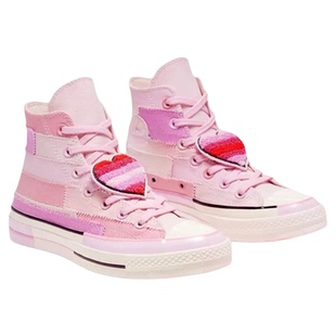 Converse米莉联名1970s拼接高帮帆布鞋个性休闲爱心扣男女款粉色