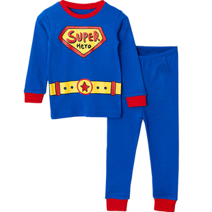 韩国儿童内衣纯棉春秋男童家居服女童宝宝秋衣套装衬衣超人蝙蝠侠