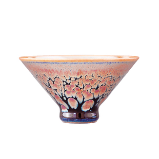 精致薄胎建盏女士主人杯纯手工高端彩金建盏斗笠杯茶杯女款聚财杯