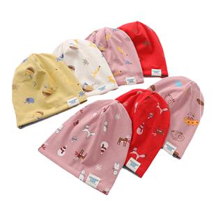 儿童帽子女孩春秋纯棉薄款宝宝红色围脖秋冬款男宝护耳女童堆堆帽