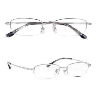 日系纯钛米八眼镜高级感素颜超轻银框可配度数男女近视半框男配镜