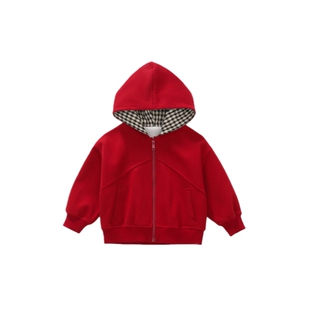 女童春季外套女宝宝2026新款儿童洋气红色超好看连帽薄款卫衣春装