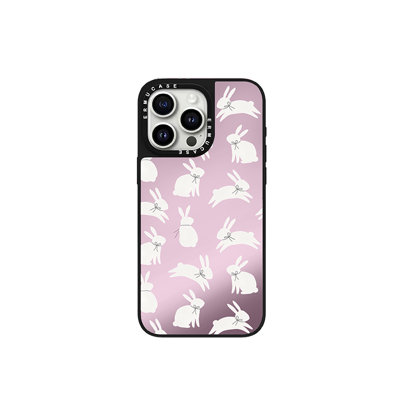 ERMUCASE二木青山《PINK WHITE RABBIT》粉色小白兔 适用于iPhone16ProMax/16Pro