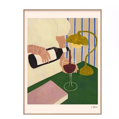 Carla Llanos 小众文艺法式客厅装饰画红酒静物优雅人物艺术挂画