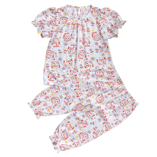 裁缝店定做儿童棉绸睡衣套装女童花边袖娃娃衫女孩家居服空调服