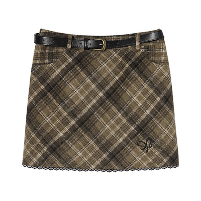 Eptison复古学院风格纹半身裙