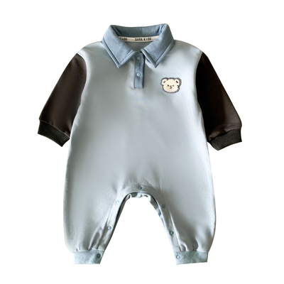 男宝宝连体衣秋季婴儿衣服洋气小月龄外出服a类纯棉婴幼儿爬爬服
