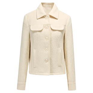 SourceWithU昭和少女 羊驼毛羊毛混纺软糯单面尼短款大衣短裤套装