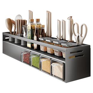 厨房调味料品多功能置物架墙上免打孔刀架筷子一体家用壁挂收纳架