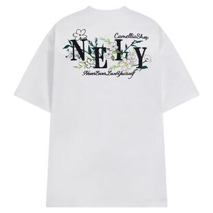 NELY小尼力防晒upf50+凉感花卉刺绣短袖T恤情侣痞帅男女体恤tee