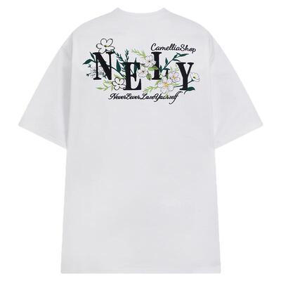 NELY小尼力防晒upf50+凉感花卉刺绣短袖T恤情侣痞帅男女体恤tee