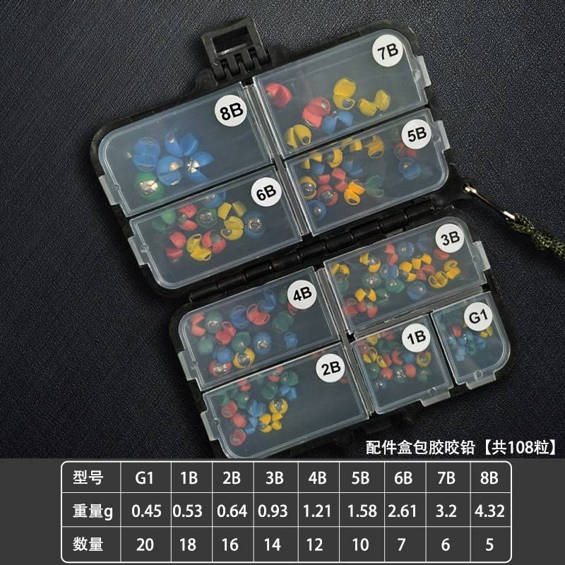 筏钓铅坠盒装夹铅矶钓包胶开口咬铅海钓铅坠筏钓咬铅配重铅手捏i.