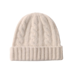 重磅8股加厚山羊绒帽子女麻花针织护耳帽保暖毛线帽显脸小包头帽