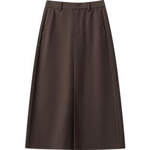 播商场同款气质简约半裙女24冬新款通勤宽松A字长裙BDR4BD3446