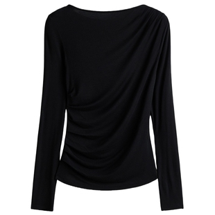 HM2026春季新款女装垂褶粘纤上衣1314271