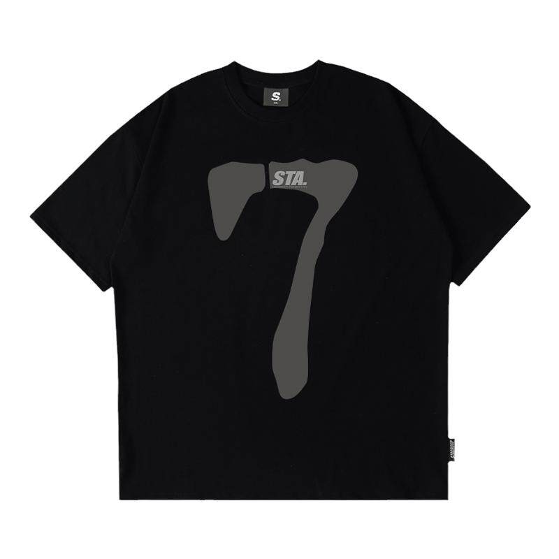 STA简约数字7印花短袖T恤男女