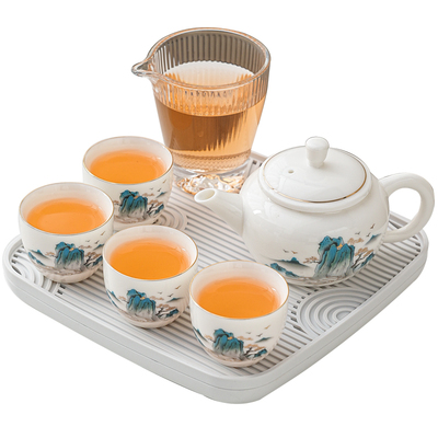 言元羊脂玉白瓷茶具套装泡茶壶