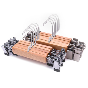 实木裤架衣架服装店木质家用儿童小孩晾晒木头裤夹裤子衣架带夹子