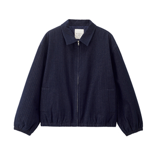 设计师款佐丹奴行政夹克男新款洗水牛仔短款翻领棉衣外套18075827