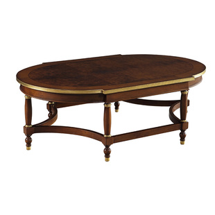 茱莉安新中式奢华茶桌茶台整装实木仿古茶几欧式椭圆小户型咖啡桌