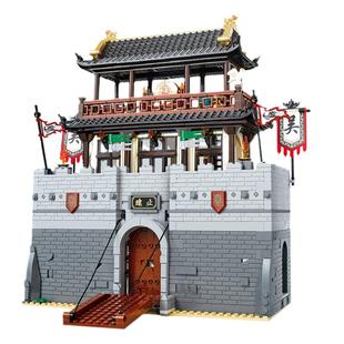 迪库积木儿童益智拼装三国小侠主城墙战车玩具男孩子拼插城楼模型