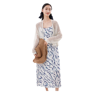 [专柜同款]Yifini/易菲夏装新款镂空短款空调衫外套罩衫开衫