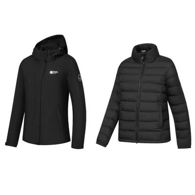 乔丹羽绒服风衣两件套女款外套