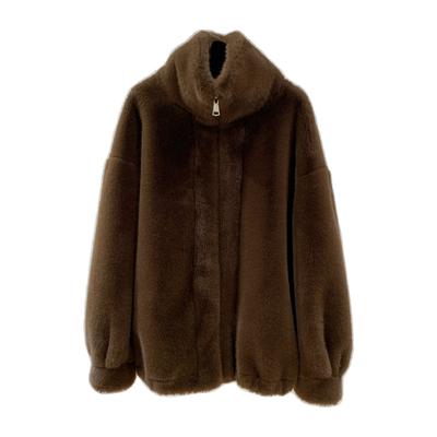 立领水貂绒环保皮草毛毛外套女冬