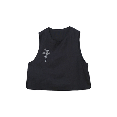 忘城14支亚麻绣花马甲女文艺背心