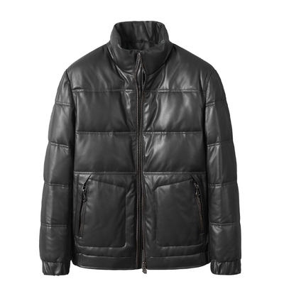 青年立领真皮羽绒服绵羊皮夹克厚