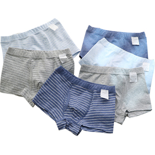 A类纯棉 日系三条盒装~男童平角内裤中大童四角裤宝宝青少年短裤