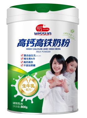 明一高钙高铁奶粉800g罐装