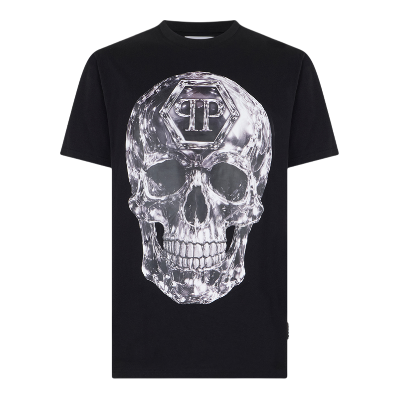 PHILIPP PLEIN 2026年新款男款黑色宽松短袖上衣骷髅印花休闲T恤
