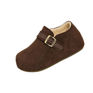 厚底勃肯鞋女款2025冬季新款休闲真皮小皮鞋加绒保暖内增高博肯鞋