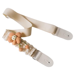 高颜值奶油色女生儿童木吉他肩带电吉他贝斯可爱花朵带垫肩背带