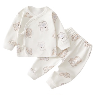 新生婴儿衣服秋季分体套装a类纯棉0到3个月宝宝秋装贴身内衣秋天9