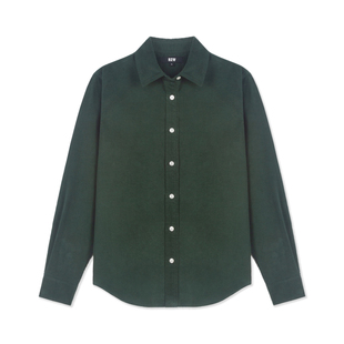 R2W美式复古绿色灯芯绒衬衫女春秋纯棉长袖衬衣翻领上衣外套