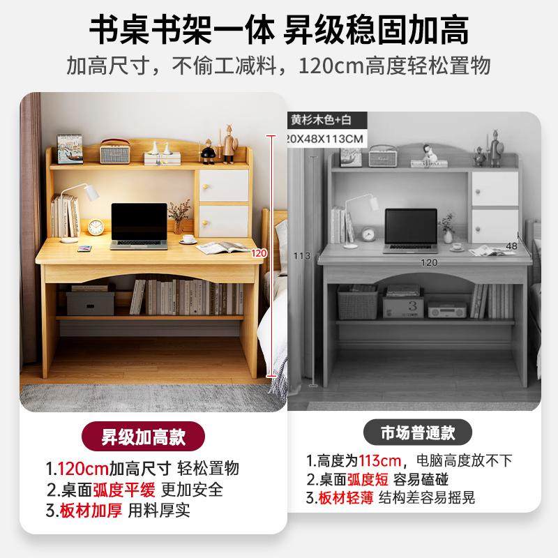 书桌书架一体桌子学生家用电脑桌台式卧室简易办公桌写字桌椅组合