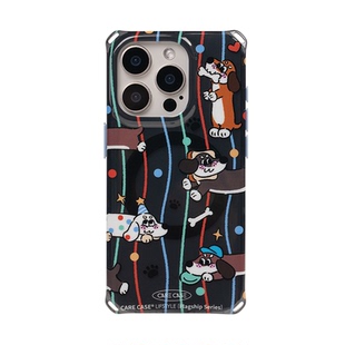 CARECASE 波点腊肠狗四角挂绳孔磁吸手机壳 适用于苹果iPhone16 15 14 13 ProMax 原创设计可爱卡通 支架组合