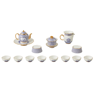 国瓷永丰源四海升平18头8人位陶瓷家用中式功夫茶具茶壶盖碗整套