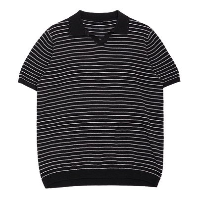 polo撞色条纹针织女重磅t袖