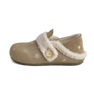 厚底勃肯鞋毛绒保暖加厚棉鞋增高 冬新款毛毛鞋加绒棕色鞋子女款