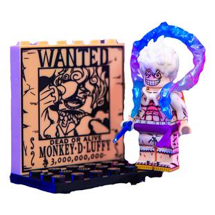 国潮玩具海贼王人仔太阳神尼卡路飞艾斯萨博兄弟人仔五档拼装积木