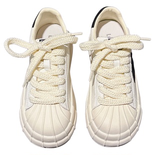 4CM增高~厚底真皮贝壳头星星小白鞋女经典休闲板鞋学生女鞋运动鞋